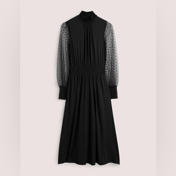 NWT Boden Black Polka Dot Tulle Sleeve Midi Party Dress Size US 6R - Picture 8 of 8